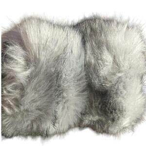 Set of 2 Faux Fur Cuffs in Gray with Black